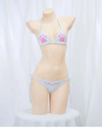 Japanese Anime Kawaii Cat Paw Micro Bikini Set for Women Girl Bandage Backless Mini Swimsuit Underwear Lingerie Bathing Suit