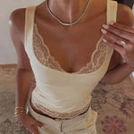 FDYOUI Chic Lace Patchwork Tank Tops for Women 2026 Summer Sleeveless Slim T-shirt Ladies Crop Top Y2K Streetwear Pink Corset
