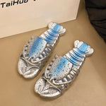 2025 New Metal Color Funny Lobster Slippers For Women Men Summer Shoes Anti-slip Cute Cartoon Couples Indoor Beach Slides