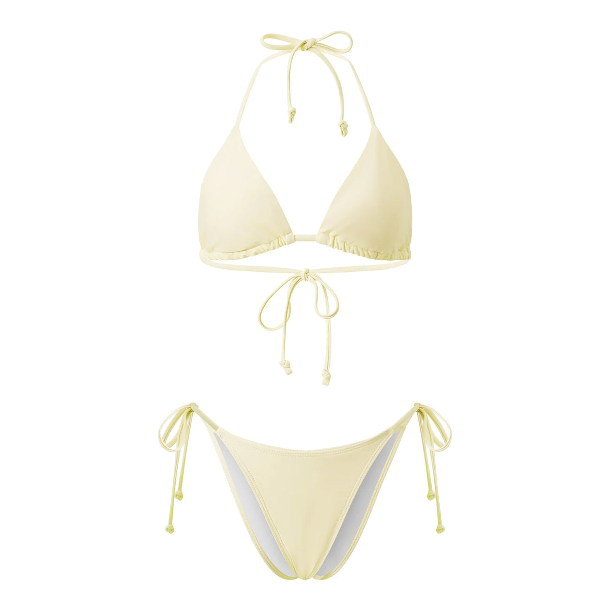 2026 Summer Women's Solid Color Swimwear Halter Bikini Set Bra with Side Tie Thong 2Pcs Bathing Suits Sexy Fashion