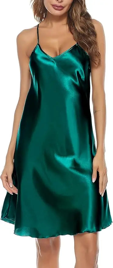 Ladies Soft Silk Nightgown Classic Solid Color Strappy Dress Effortlessly Create a Lazy Home Style Elevate Your Home Rituals
