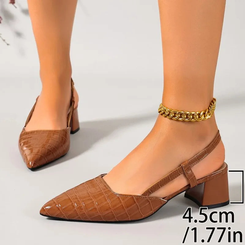 Thick Heels BreathableHigh Heels Summer Sexy Pointed Toe Slingback Women's Sandals 2026