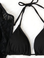 3 Pieces 2026 Triangle Halter String Bikini Solid Swimwear Female Sexy Swimsuit Women Bathers Bathing Swimming Swim Suit