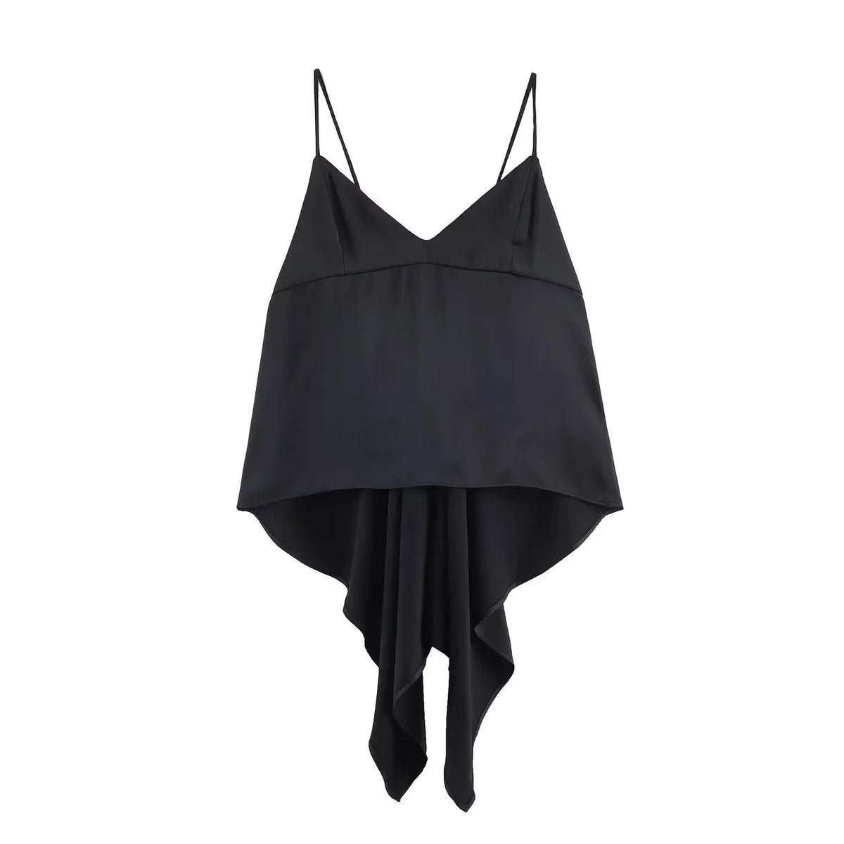 Women's Casual Asymmetric Silk Satin Textured Lingerie-Style Top Backless Deep V Suspenders Sleeveless Vest For Woman Charm 7P3O