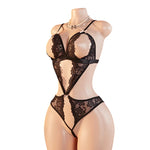 Teddy Transparent Lace Lingerie Deep V Open Bra Lingerie Women Erotic Exposed Breast Hot Dress Babydoll Open Croth Bodysuit Set