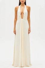 Sexy Deep V Halter Neck Long Dress Women Elegant Bandage Patchwork Luxury Evening Dresses Solid Color Hot Girls Party Vestidos