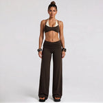 Women's Seamless Yoga Set Sports Fitness Training High Waist Butt-Lifting Flare Pants Suits Beautiful Back Slim Fit Bra Sets