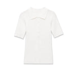 Fashion Casual Short-sleeve Collar Knit Shirt Women White Shirt Short Sleeve Button Down Casual Top For Summer Daily Wear O9JO