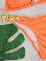 Halter Rhinestones Diamond Bikini Women Swimsuit Female Swimwear Three pieces Bikini Set Brazilian Hairband Bathing Suit Swim