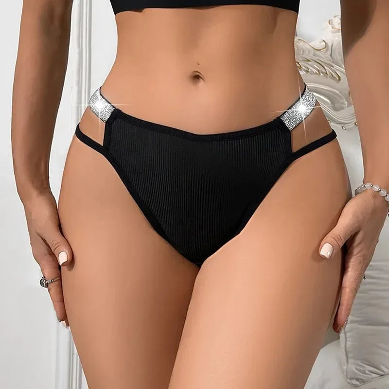 1pcs Low Waist Sexy Women G-string Charming Party Sexy Lingerie Ribbed Lady Thongs Breathable Comfortable Panty Female Underwear