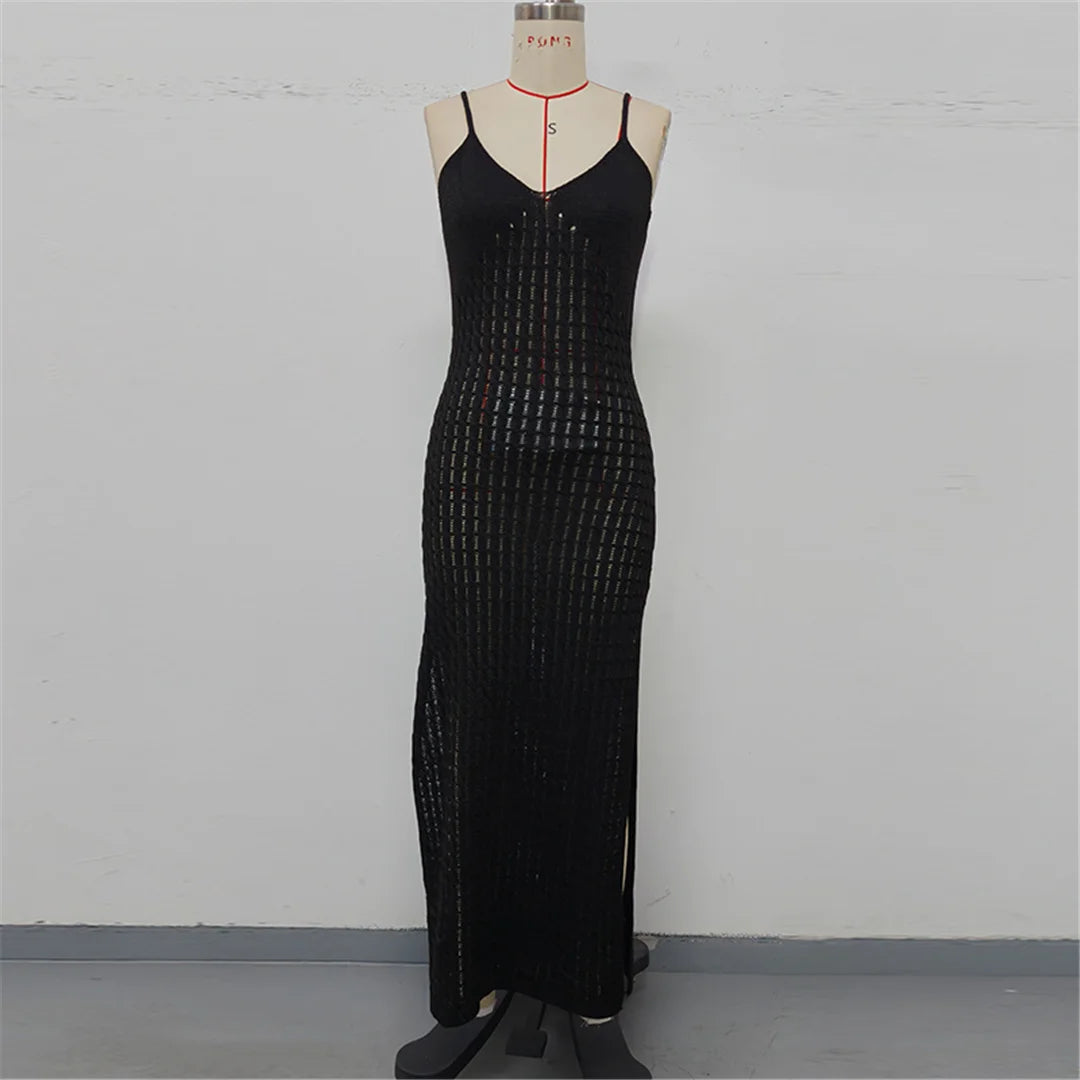 V Neck Sleeveless Hollow Out Crochet Knitted Tunic Beach Cover Up Cover-ups Beach Dress Beach Wear Beachwear Female Women V7212
