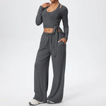 3 Pcs Women's Seamless Yoga Set Sports Fitness Gym Slim-Fit Long Sleeve & Tank Top Suits Workout Running Training Sets