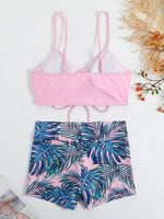 Drawstring Front Shorts Bikinis 2024 High Waist Swimsuit Women Swimwear Female Bathers Bathing Swimming Swim Suit Beachwear