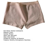 Women Underpants Seamless Mid Waist Cotton Solid Color Stretchy Boxers Anti-exposure Moisture-wicking Briefs Women Daily Wear