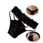 Cross Belt Lace Transparent Sexy Underpants Women's Low Waist Mesh Hollowed Bow Panties Cotton Breathable Briefs Lingerie