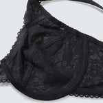BEAUWEAR Ultra Thin Unlined Breathable Lingerie Bra with Wire Plain Floral Lace Bras for Women