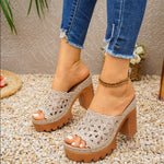 Women'SHeel Slip Thick Soled High Heel Casual Shoes Heels Sandals Womenslarge size35-43