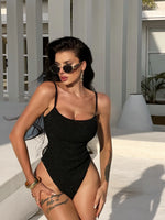 Sexy Black Shiny Sequin One Piece Swimsuit 2026 Women Halter Hollow Out Backless Thong Bathing Suits Tummy Control Swimwear