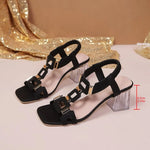 Sexy High Heel Sandals Fashion Rivets Transparent Thick High Heeled Women's Shoes Fashion Elastic Strap Roman Style Sandales