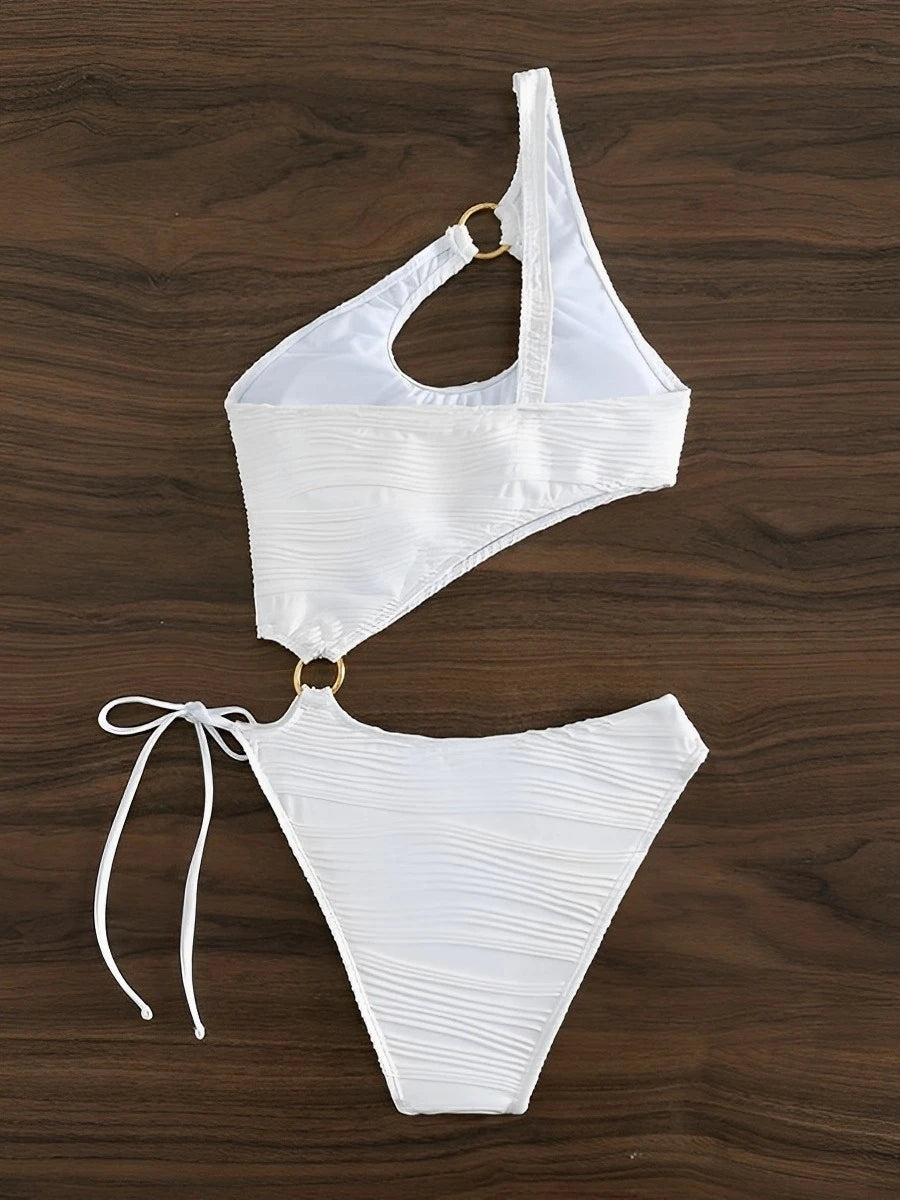 2026 One Shoulder Hollow Bodysuit One Piece Swimsuit Sexy Swimwear Women Bathing Suit Female Swimming Summer Beachwear Bodysuit
