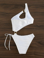 2026 One Shoulder Hollow Bodysuit One Piece Swimsuit Sexy Swimwear Women Bathing Suit Female Swimming Summer Beachwear Bodysuit