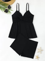 Summer Two Pieces Swimsuit Woman High Waisted Swimwear Female Tankini Sets Beach Wear Bathing Suit Sports Swimming Suit Shorts
