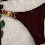 Sexy Rhinestone Bikini Set Women 2026 Luxury Pink Crystal Diamond Push Up Bandage Thong Swimsuit Beach Bathing Suit Swimwear