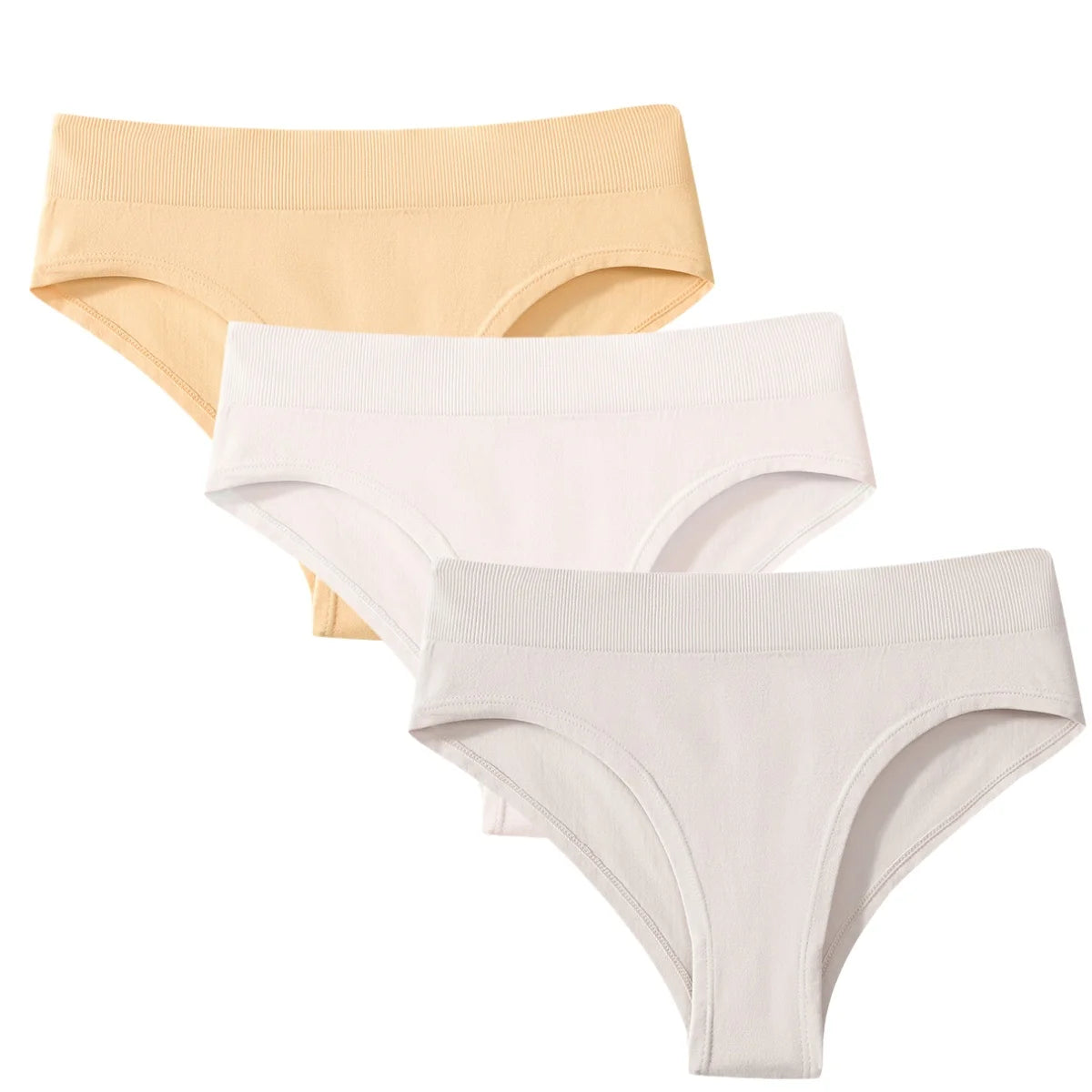 3Pcs/Set High Rise Briefs Women Classic Panties Female Underpants Solid Color Panty Plus Size Underwear Sexy Lingerie S-3XL
