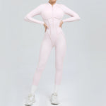 Padded Women Long Sleeve Sport Yoga Jumpsuit Workout Clothes for Women Sportwear Backless Zipper Fitness Gym Outfit