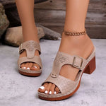 WomenSummer Fashion High Heel Platform Peep Toe Slip on Sandals Women Shoes