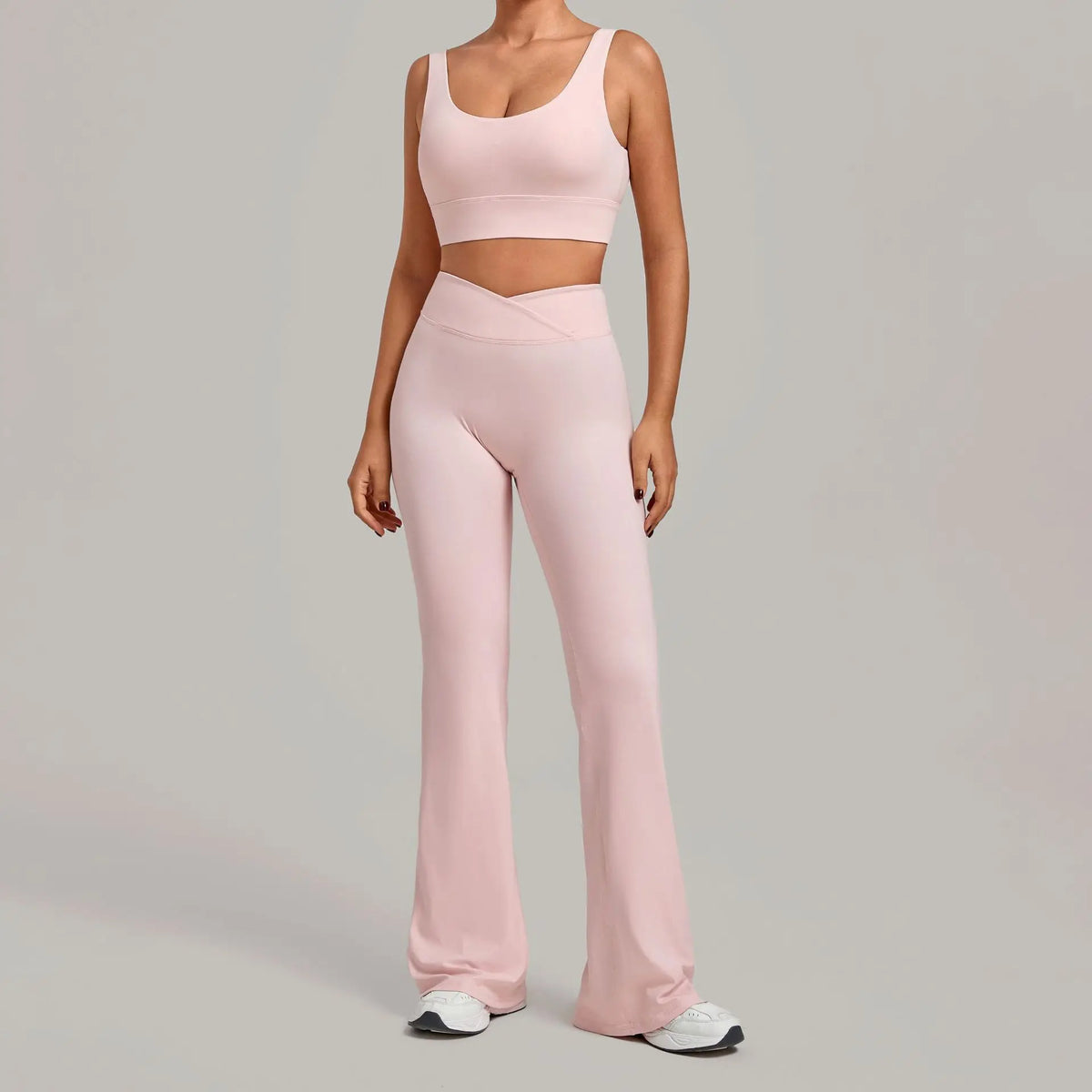 Women's Seamless Yoga Sets Sports Fitness Hip-lifting High Waist Flared Pants Backless Bra Suits Training WorkoutLeggings Sets