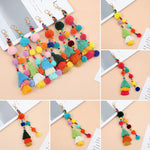 Summer Beach Shell Keychain Boho Style Hair Ball Tassel Keychain Colorful Pompom Keyring for Women Bag Hanging Pendants