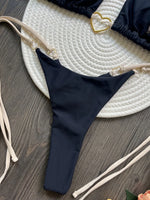 Metal Heart-shaped Halter Mini Micro Thong Bikini Female Swimsuit Women Swimwear Two-pieces Bikini Set Bather Bathing Suit Swim