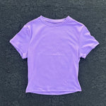 Solid color fitness women's soft breathable yoga short-sleeved comprehensive training tight T-shirt with exposed belly button