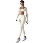 Seamless Yoga Sets Sports Fitness High Waist Hip-lifting Pants Long-sleeved Suits Workout Clothes Gym Leggings Sets for Women