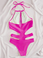 2025 New Sexy Halter Women Swimwear One Piece Swimsuit Female Hollow Out Monokini Bather Bathing Suit Summer Beach Wear Bodysuit