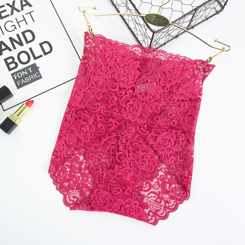 1pcs High-Rise Sexy Lace Briefs Comfortable Stretchy Semi Sheer French-Cut Panties Women's Underwear Breathable Lingerie S-3XL
