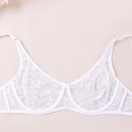 3 Pcs Womens Lace Bra Underwire BH Hollow Out Embroidery Perspective Sexy Underwear Lingerie Tops Plus Size Brassiere