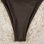 Women's Stylish Solid Color Three-Point Drawstring Bikini Set Cross-Border Swimwear Separate 2025 Sexy Female Bathing Suit