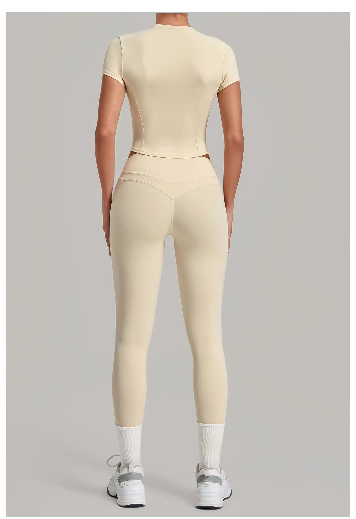 Women Tracksuit Yoga Sets Short Sleeve Slim Sports T Shirts Workout Clothes Outdoor Tight High Waist Pocket Pants Fitness Suits