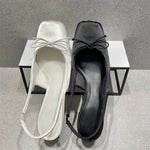 Big Size 43 Satin Mini Bow Slingback Block Heel Sandals Women Square Toe Elastic Strap Sweet Satin Mary Jane Shoes