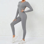 Women's Seamless Yoga Jumpsuits Backless Sexy Long-Sleeved One-Piece Butt-Lifting Gym Nude Feel Workout Gym Training Bodysuits