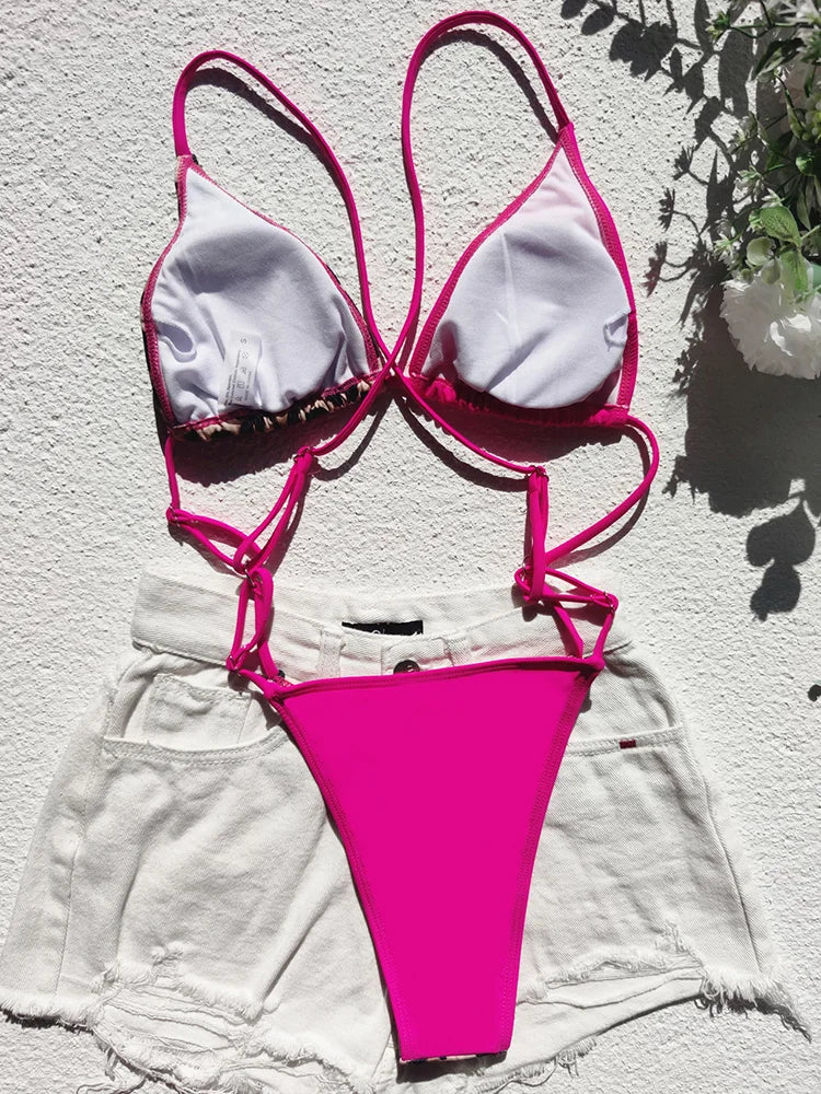 Sexy Extreme Mini Micro String Women Swimwear One Piece Swimsuit Female Cross Backless Monokini High Cut Bathing Suit Swim Lady