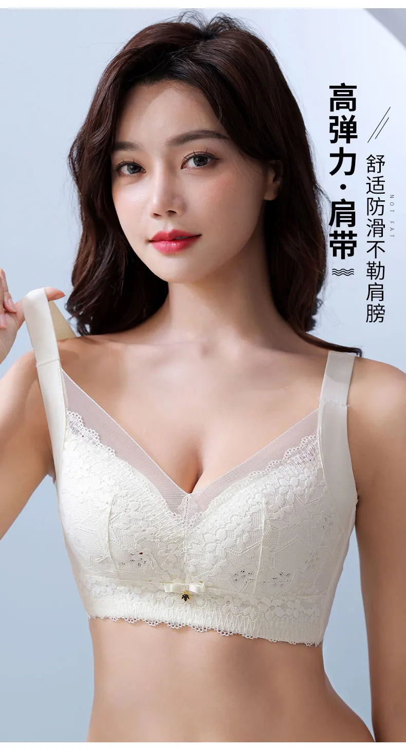 Spring And Summer New Five-breasted Thin Hole Cup Breathable Bra Without Underwire, Breast-proof Sagging Underwear Looks Thin Bh