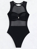Sexy See Through Black Mesh Sheer Women Swimwear One Piece Swimsuit Female Monokini Backless Bathing Suit Swim Beach Wear Lady