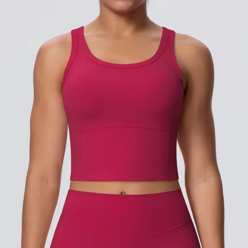 Women's Yoga Vest Shockproof Fixed Cup Beauty Back Yoga Top Outdoor Sports Running Fitness Vest