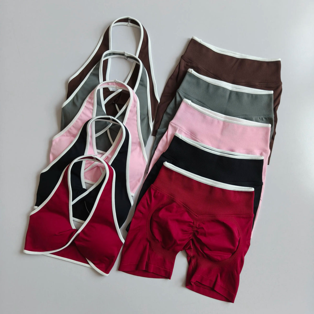 2pcs Women's Seamless Push-up Sports Vest Bra Set with High Elastic Hip Lifting Shorts for Running Aerobics Yoga
