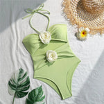 Sexy 3D Flower Hollow Out Swimwear One Piece Swimsuits Women 2026 Summer String Halter Monokini Swimming Bathings Suit Bather