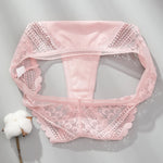 Brazilian Style Ice Silk Lace Girl Panties Hollow Out Sexy Low-rise Women's Hipster Cool Underwear Thong Briefs Lingeries Tanga