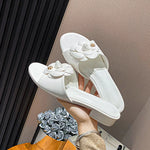 High End Luxury Flower Slippers Women Camellia Shoes Open Toe Slides Femme Outside&Home Pantuflas Sandals Ladies Flip Flops